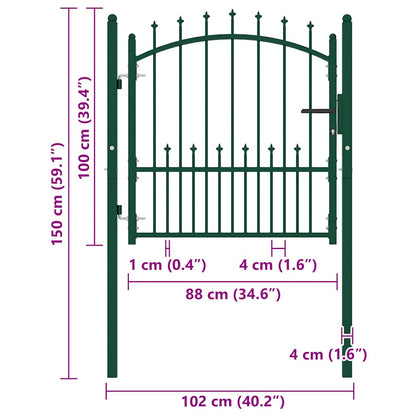 Fence Gate with Spikes Steel 100x100 cm Green
