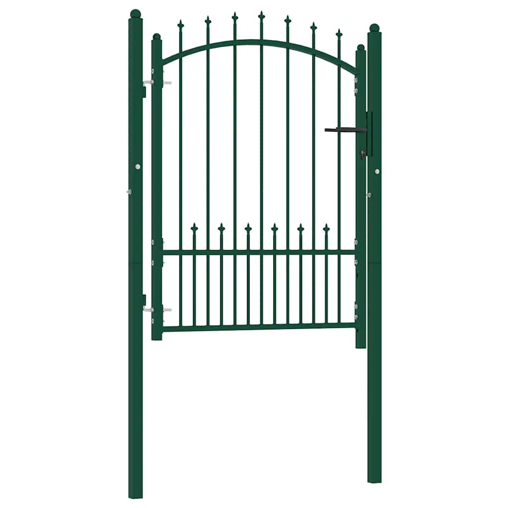 Fence Gate with Spikes Steel 100x125 cm Green