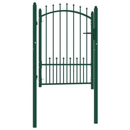 Fence Gate with Spikes Steel 100x125 cm Green