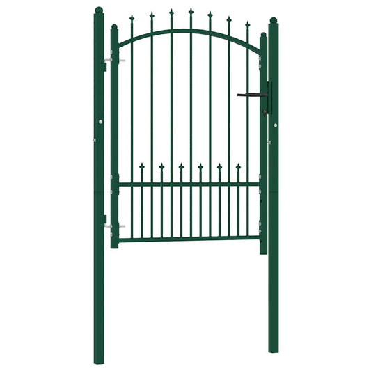 Fence Gate with Spikes Steel 100x125 cm Green