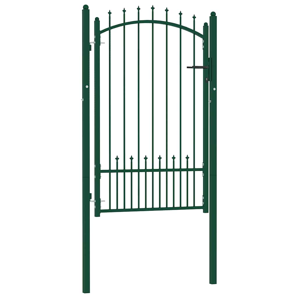 Fence Gate with Spikes Steel 100x150 cm Green