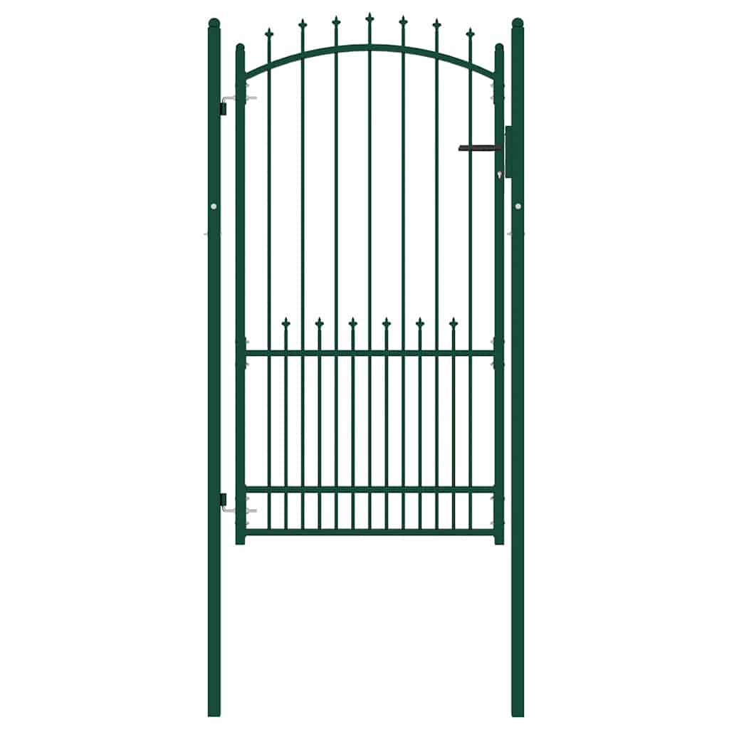 Fence Gate with Spikes Green 100 x 175 cm Powder-coated steel