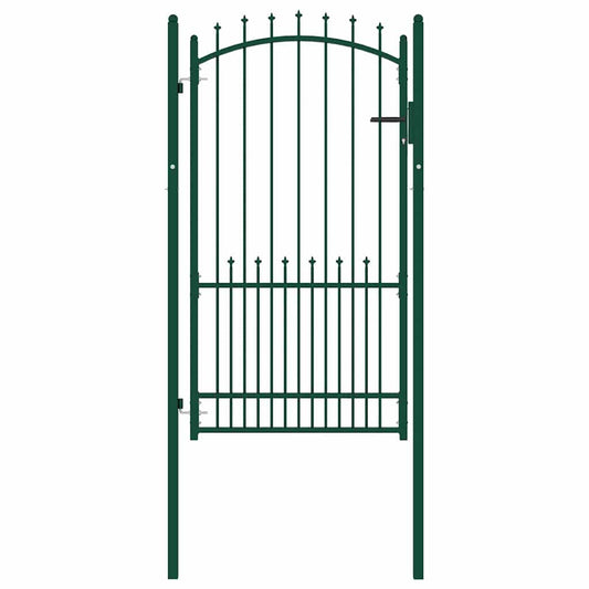 Fence Gate with Spikes Green 100 x 175 cm Powder-coated steel