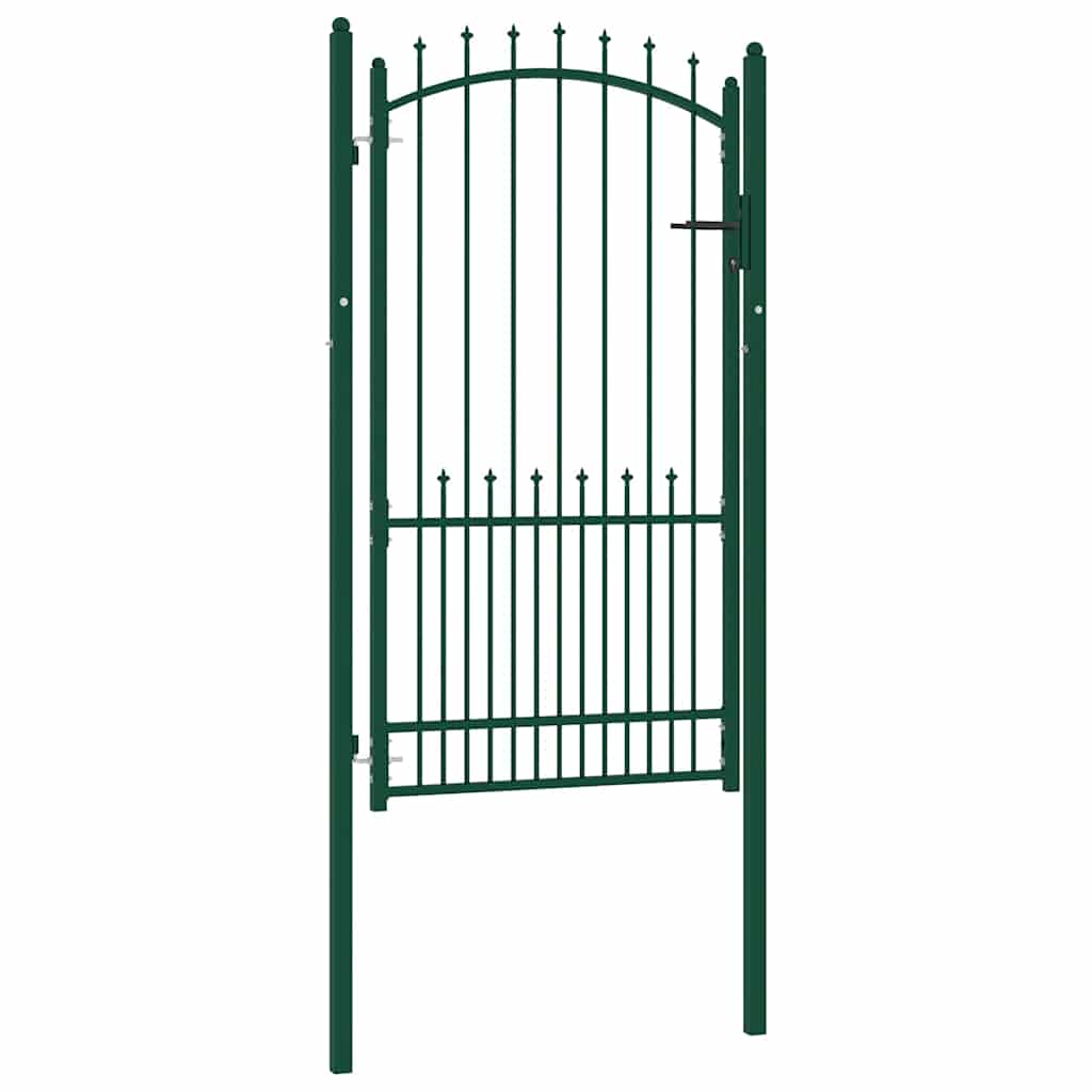 Fence Gate with Spikes Green 100 x 175 cm Powder-coated steel