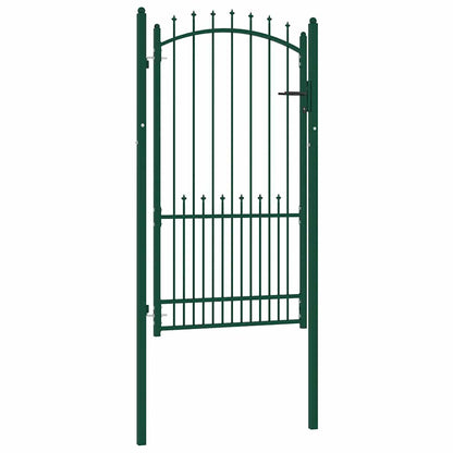 Fence Gate with Spikes Green 100 x 175 cm Powder-coated steel