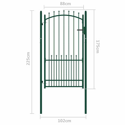 Fence Gate with Spikes Green 100 x 175 cm Powder-coated steel