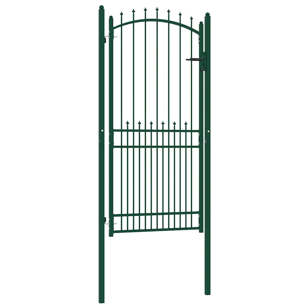 Fence Gate with Spikes Steel 100x200 cm Green