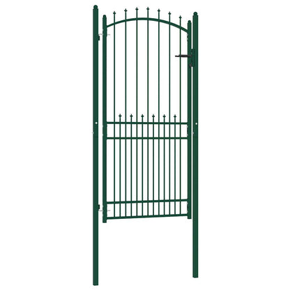 Fence Gate with Spikes Steel 100x200 cm Green