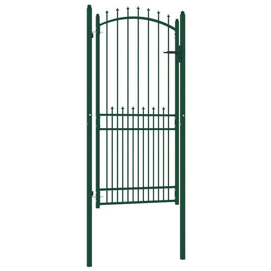 Fence Gate with Spikes Steel 100x200 cm Green