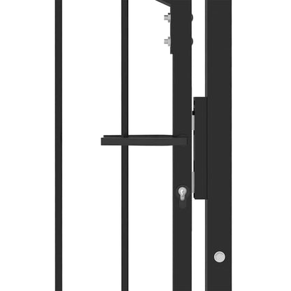 Fence Gate with Spikes Black 100 x 125 cm Powder-coated steel