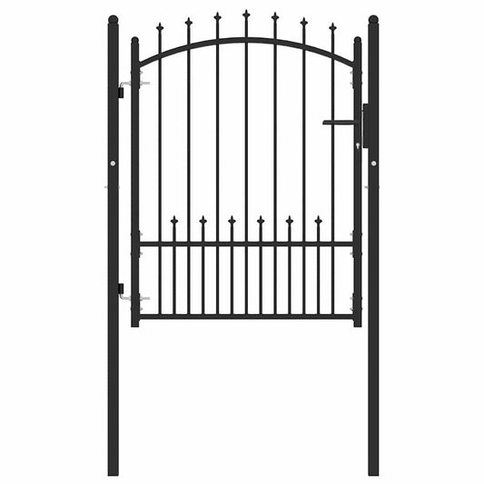 Fence Gate with Spikes Black 100 x 125 cm Powder-coated steel
