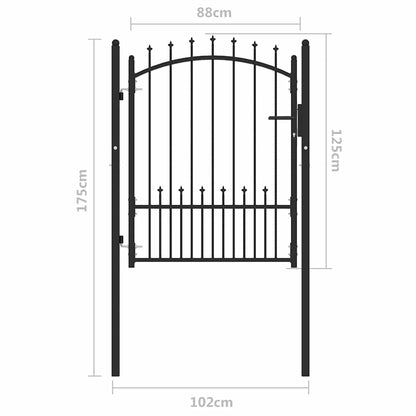 Fence Gate with Spikes Black 100 x 125 cm Powder-coated steel