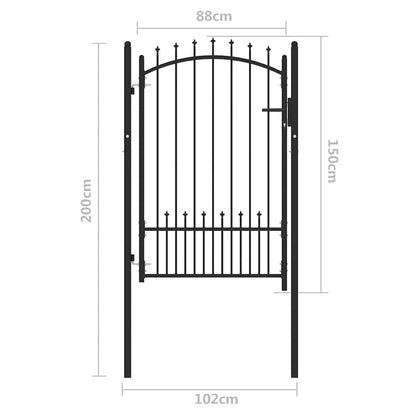 Fence Gate with Spikes Black 100 x 150 cm Powder-coated steel