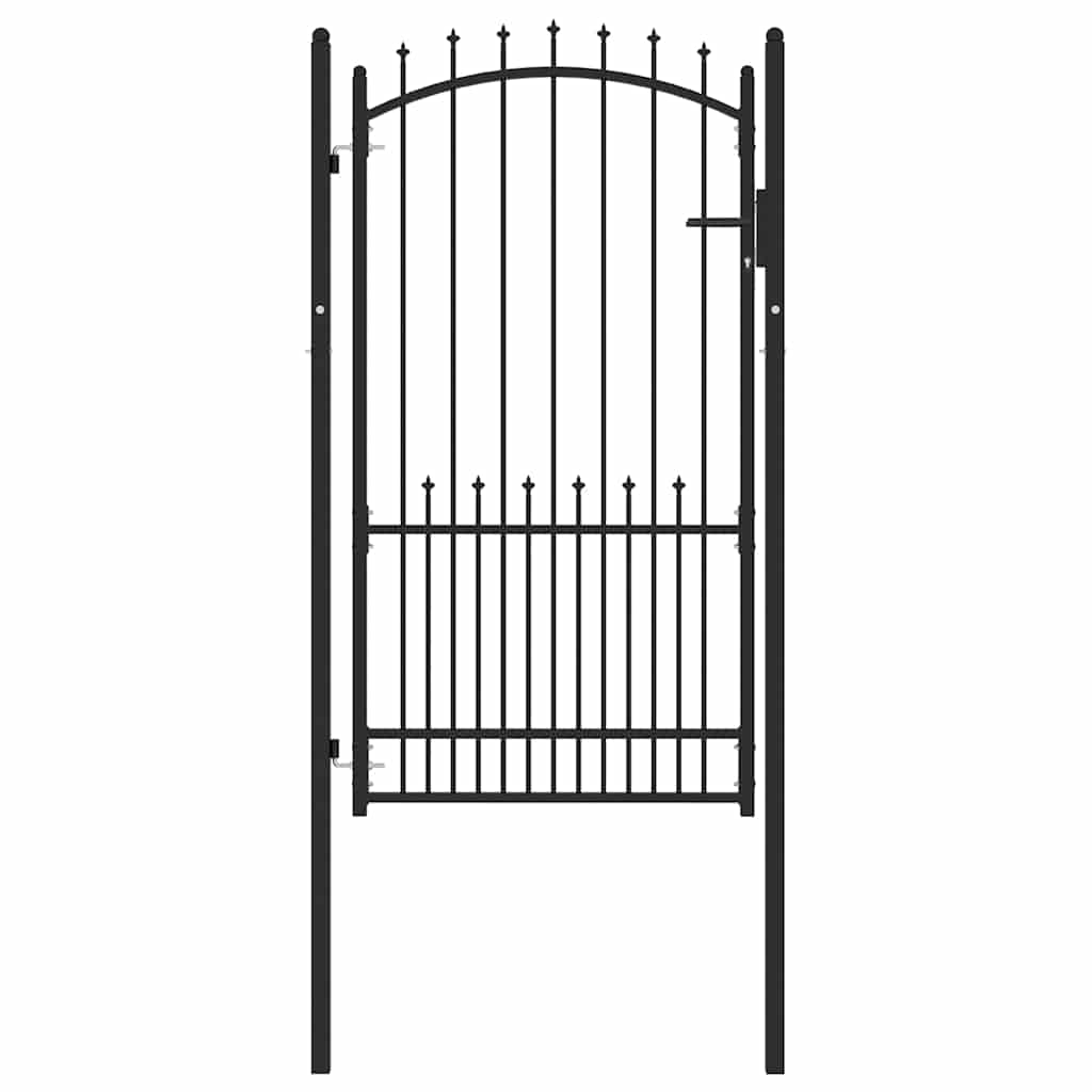 Fence Gate with Spikes Black 100 x 175 cm Powder-coated steel