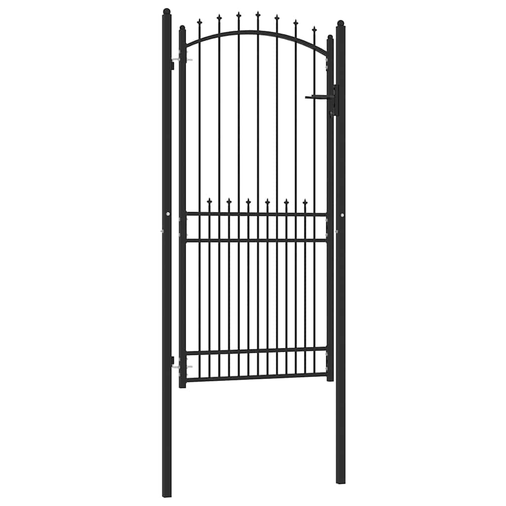 Fence Gate with Spikes Black 100 x 200 cm Powder-coated steel