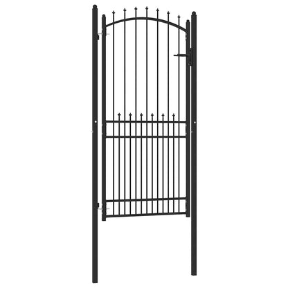 Fence Gate with Spikes Black 100 x 200 cm Powder-coated steel