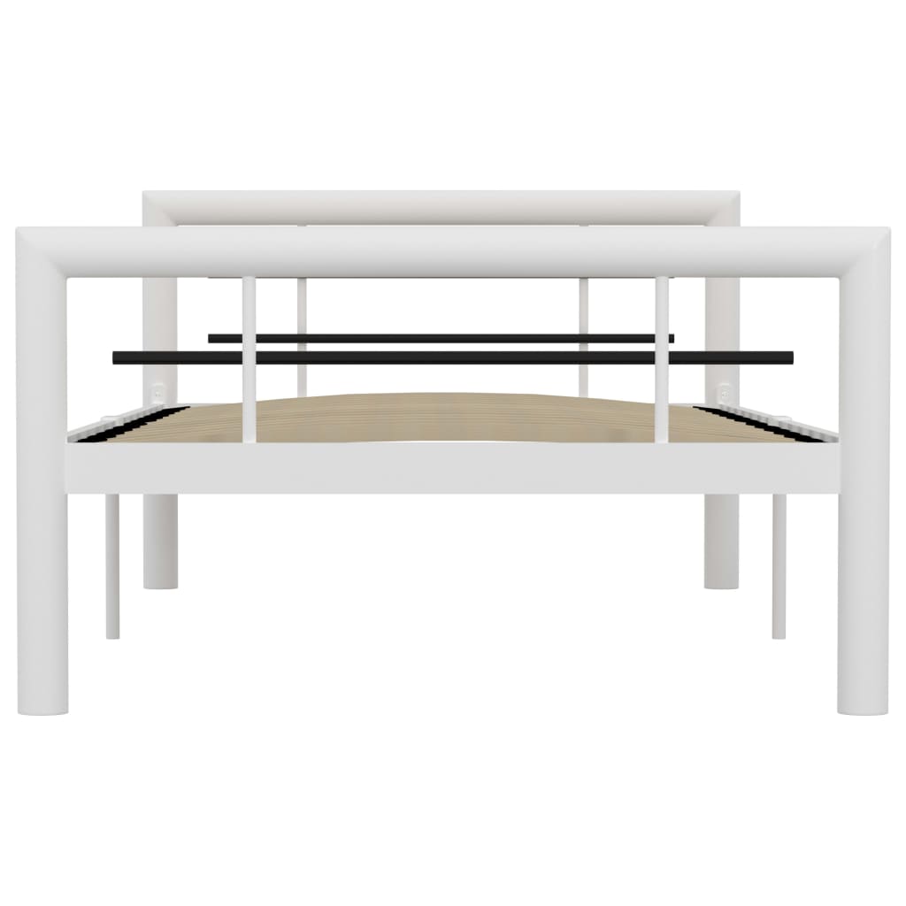 Bed Frame without Mattress White and Black Metal 100x200 cm