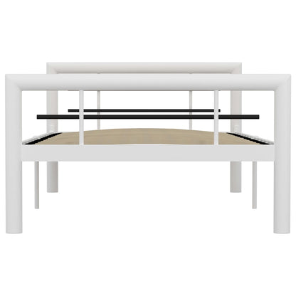 Bed Frame without Mattress White and Black Metal 100x200 cm