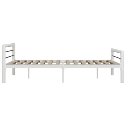 Bed Frame without Mattress White and Black Metal 180x200 cm Super King