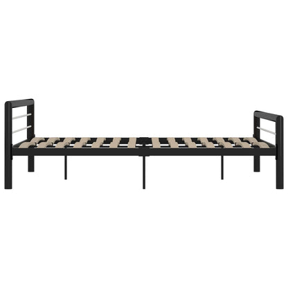 Bed Frame without Mattress Black and White Metal 180x200 cm Super King