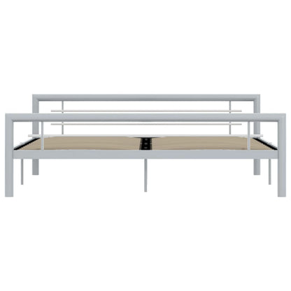 Bed Frame without Mattress Grey and White Metal 180x200 cm Super King