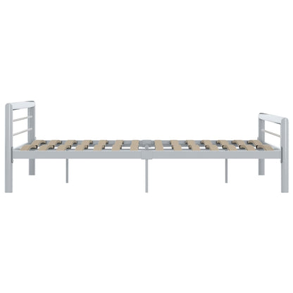 Bed Frame without Mattress Grey and White Metal 180x200 cm Super King