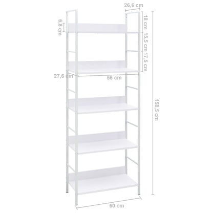 5-Layer Book Shelf White 60x27.6x158.5 cm Engineered Wood