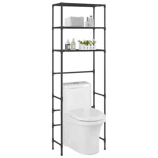 3-Tier Storage Rack over Toilet Black 53x28x169 cm