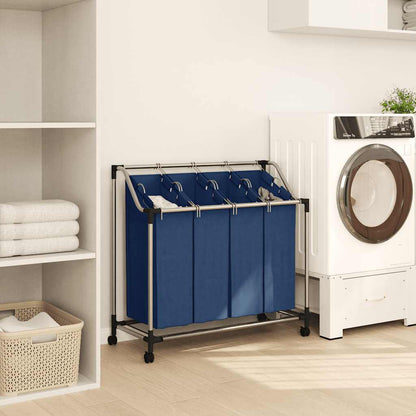 Laundry Sorter with 4 Bags Blue Steel