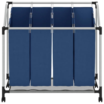 Laundry Sorter with 4 Bags Blue Steel