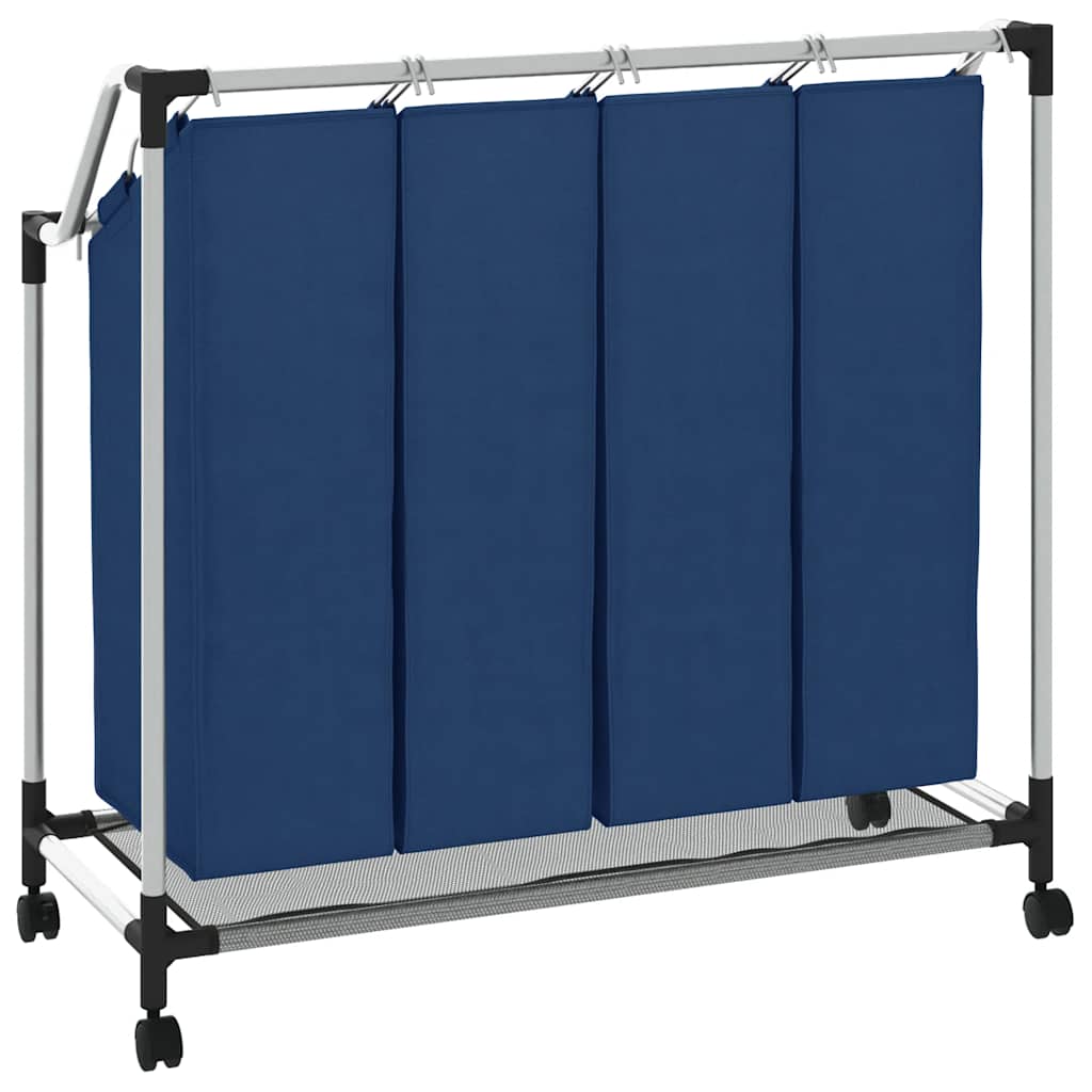 Laundry Sorter with 4 Bags Blue Steel