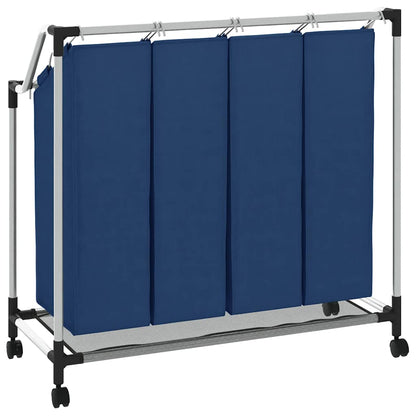 Laundry Sorter with 4 Bags Blue Steel