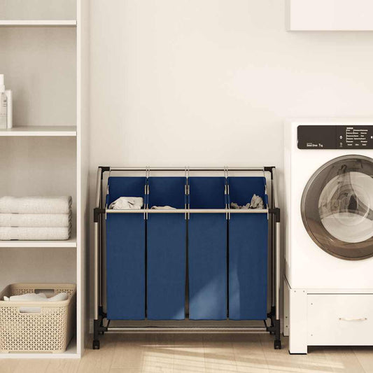 Laundry Sorter with 4 Bags Blue Steel