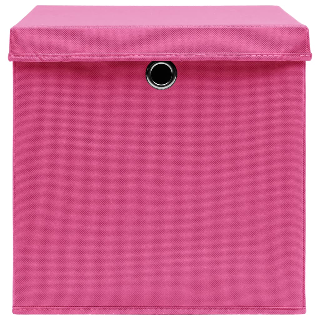 Storage Boxes with Lids 10 pcs Pink 32x32x32 cm Fabric