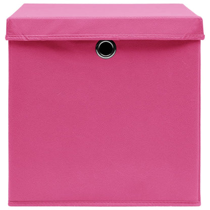 Storage Boxes with Lids 10 pcs Pink 32x32x32 cm Fabric