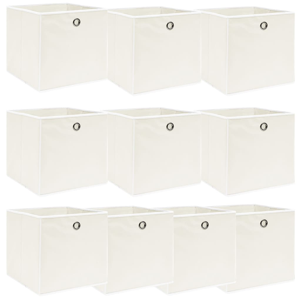 Storage Boxes 10 pcs White 32x32x32 cm Fabric