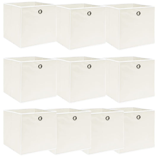 Storage Boxes 10 pcs White 32x32x32 cm Fabric
