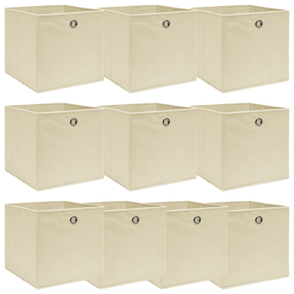 Storage Boxes 10 pcs Cream 32x32x32 cm Fabric