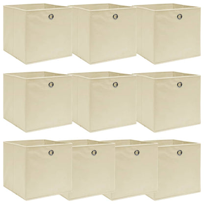 Storage Boxes 10 pcs Cream 32x32x32 cm Fabric