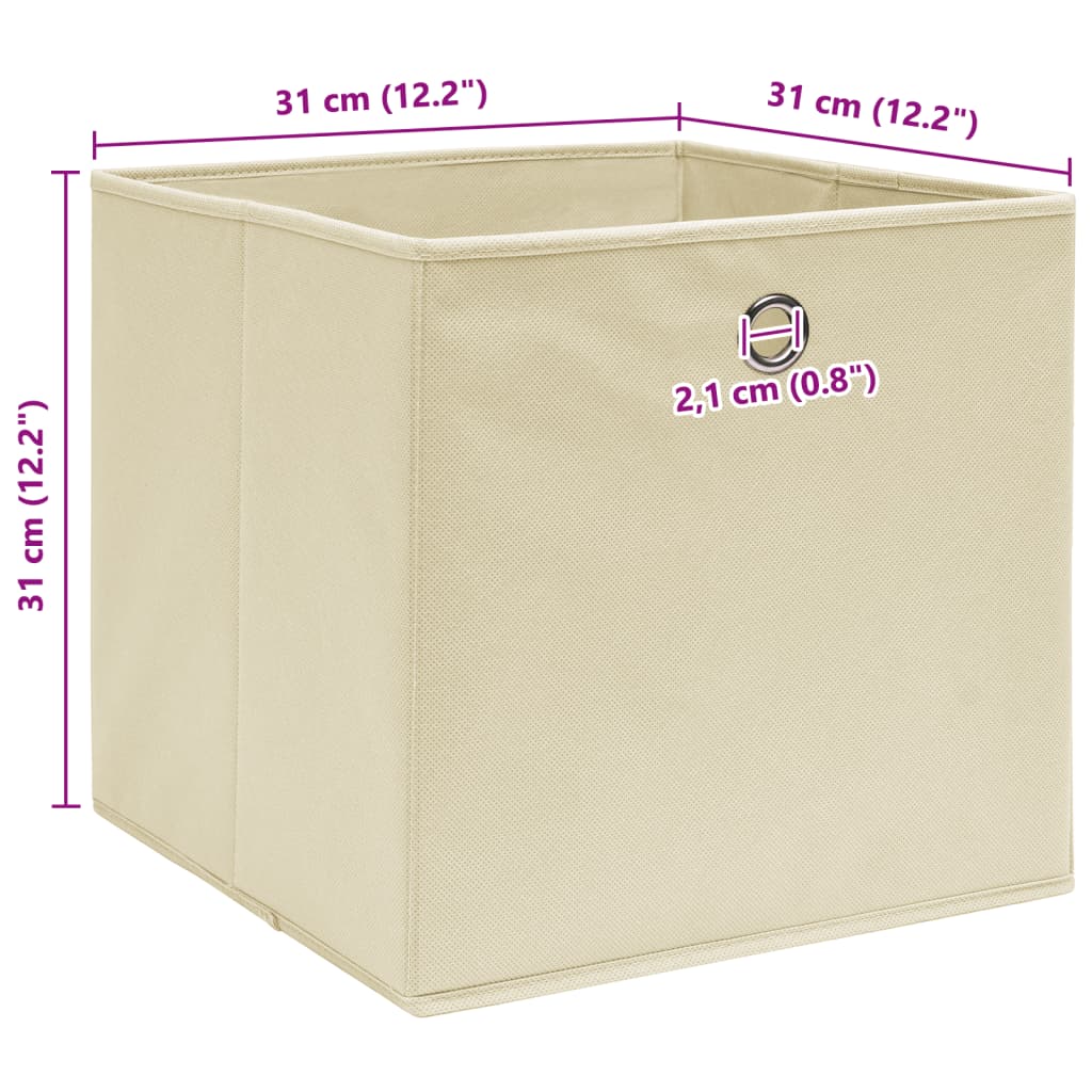 Storage Boxes 10 pcs Cream 32x32x32 cm Fabric