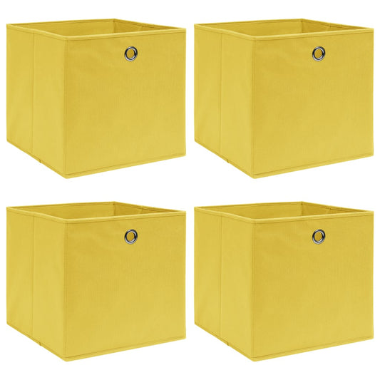 Storage Boxes 4 pcs Yellow 32x32x32 cm Fabric