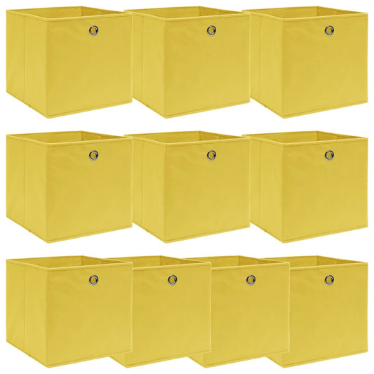 Storage Boxes 10 pcs Yellow 32x32x32 cm Fabric