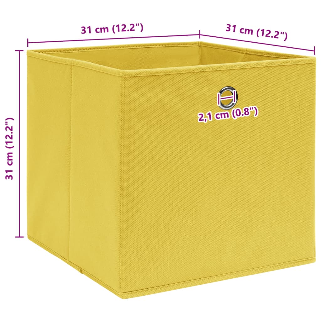 Storage Boxes 10 pcs Yellow 32x32x32 cm Fabric