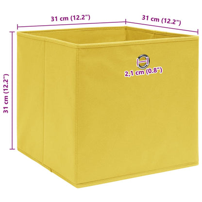Storage Boxes 10 pcs Yellow 32x32x32 cm Fabric