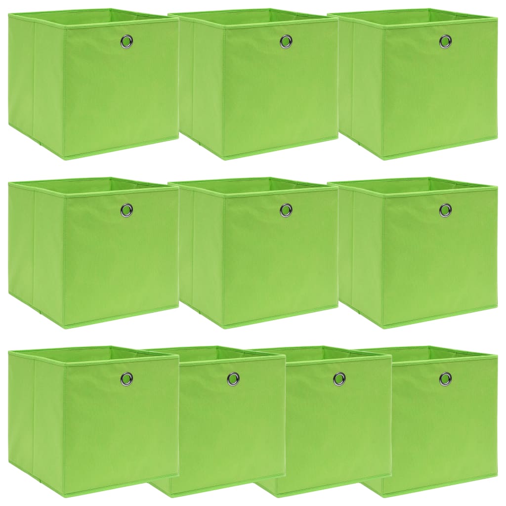 Storage Boxes 10 pcs Green 32x32x32 cm Fabric