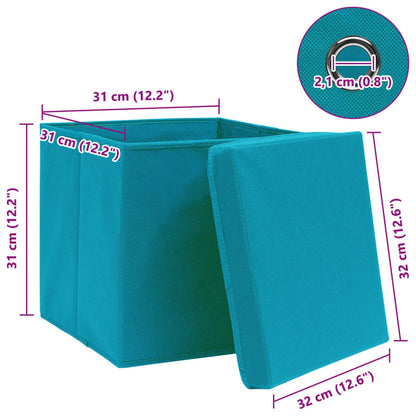 Storage Boxes with Lids 10 pcs Baby Blue 32x32x32 cm Fabric