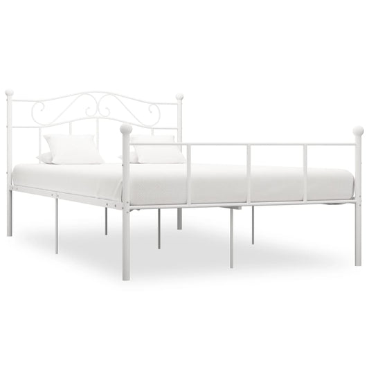 Bed Frame without Mattress with Headboard White 160x200 cm Metal