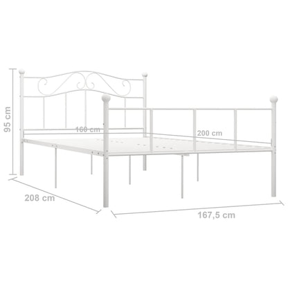 Bed Frame without Mattress with Headboard White 160x200 cm Metal