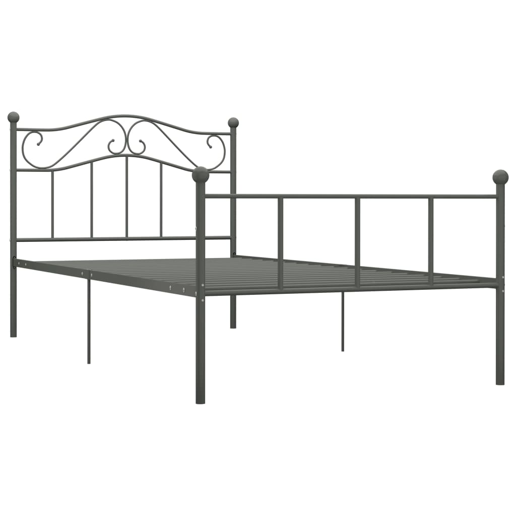 284531 vidaXL Bed Frame without Mattress Grey Metal 100x200 cm