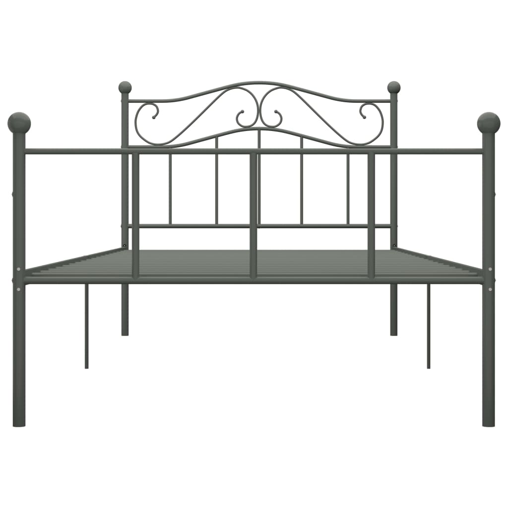 284531 vidaXL Bed Frame without Mattress Grey Metal 100x200 cm